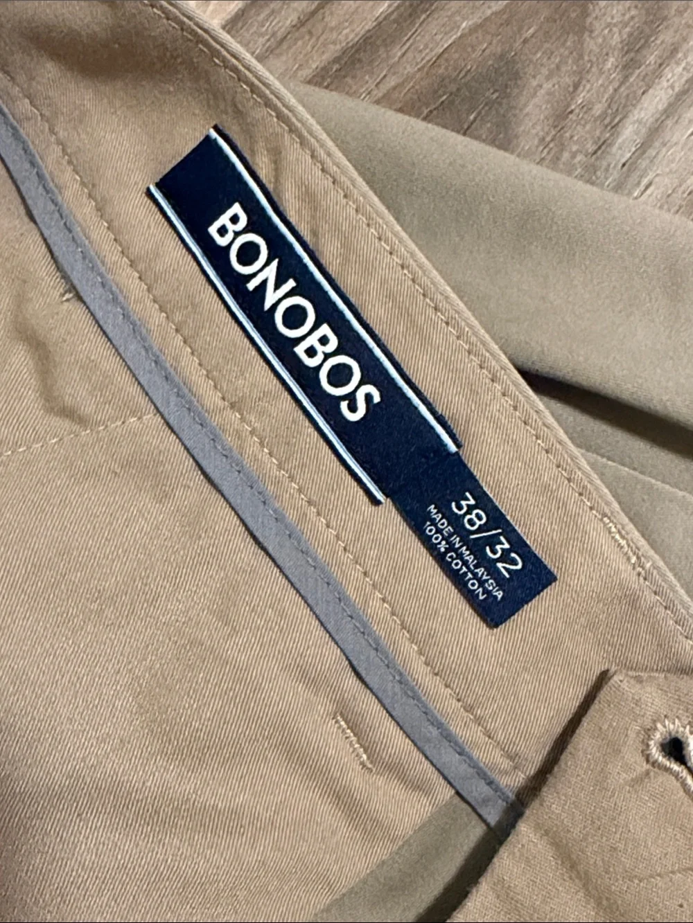 Bonobos Wednesday Slim Fit Pants Mens 38x32 Khaki Sateen Chinos Business Casual